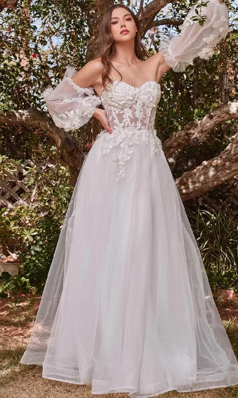 Ladivine CD962W - Strapless Lace Tulle Wedding Ballgown