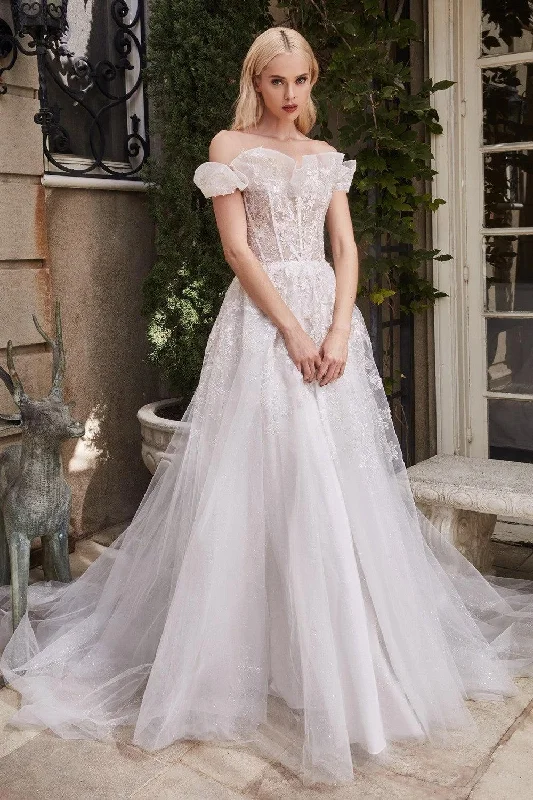 Cinderella Divine A1090 Long Off Shoulder Wedding Dress