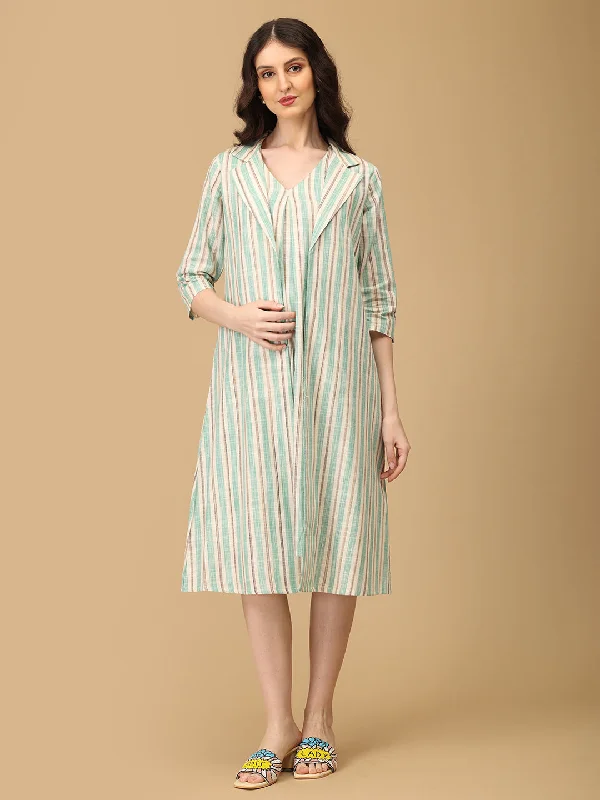 Business Class Maternity and Nursing Shacket Dress