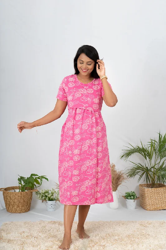 Midi Pink Flower Dress