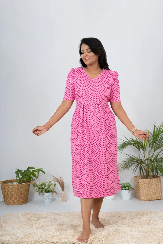 Midi Pink Heart Dress light weight