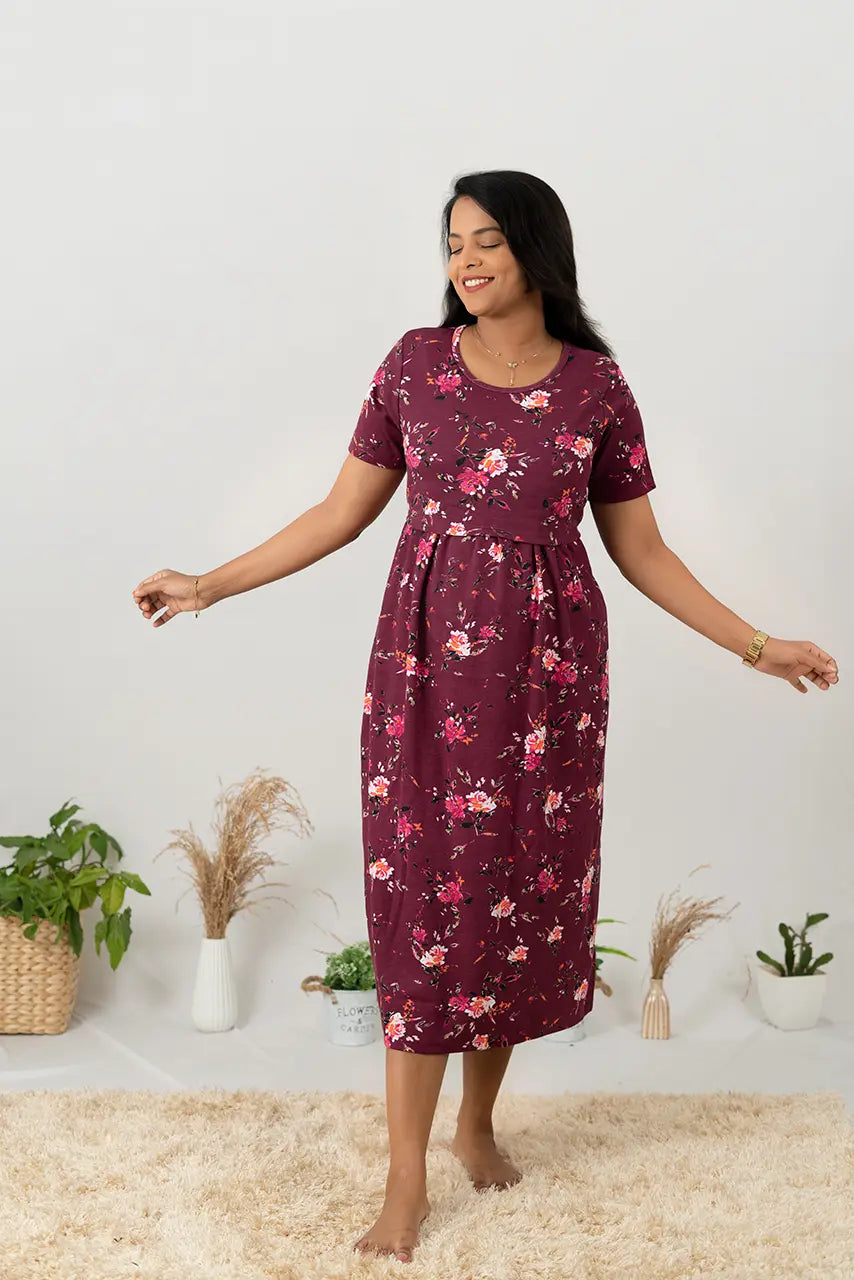 Midi violet Floral thick cotton