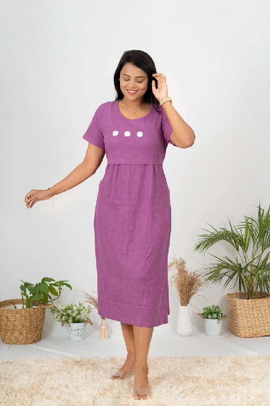 Midi Purple Flower Waffle dress