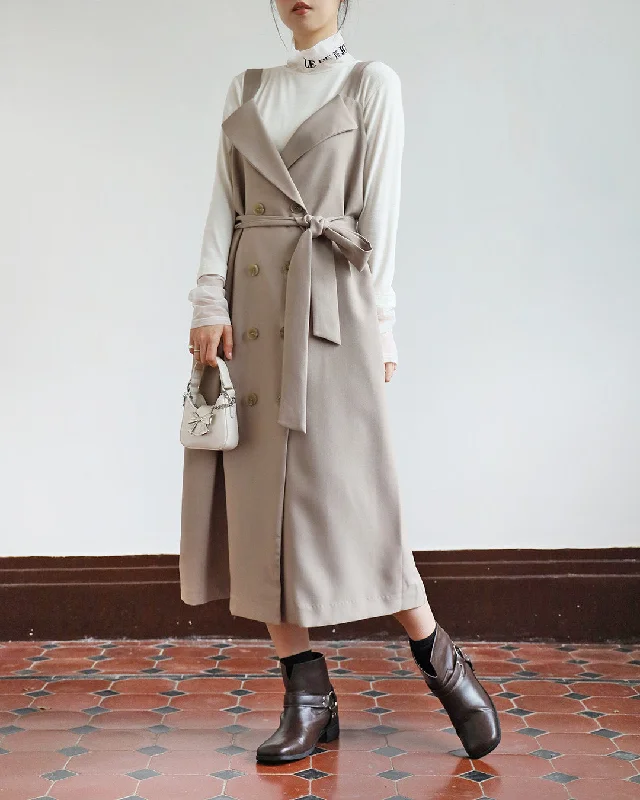 Pinafore Trench Dress (2 color)